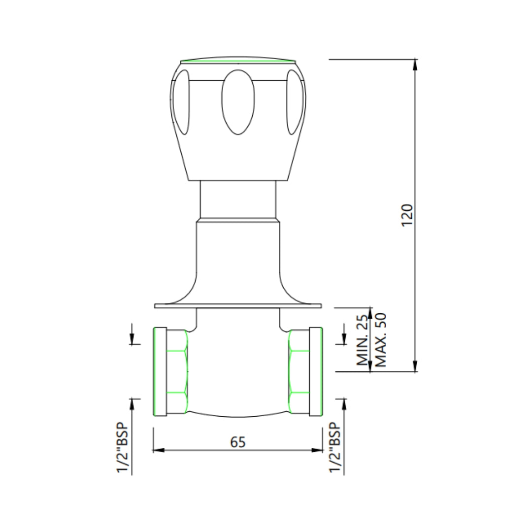 Essco Basin Area Stop Valve Sumthing Special SQT-CHR-514AKN - Chrome