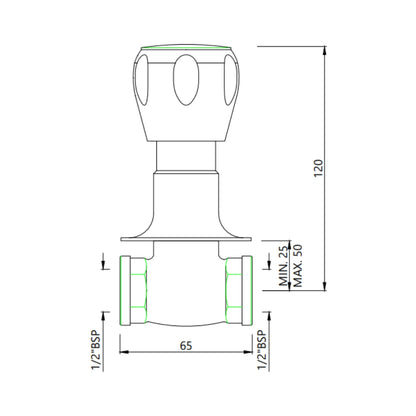 Essco Basin Area Stop Valve Sumthing Special SQT-CHR-514AKN - Chrome