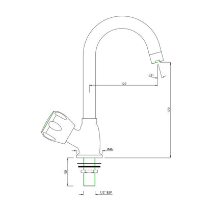 Essco Table Mounted Regular Kitchen Sink Tap Sumthing Special SQT-523S with Swinging Spout in Chrome Finish