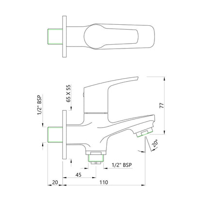 Essco WC Area 2 Way Bib Tap Stella STE-CHR-107041 - Chrome