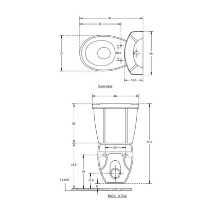 Hindware Extended Wall Mounted White 2 Piece WC Studio 20058 WHITE with P-Trap