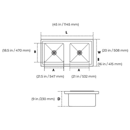 Hindware Stainless Steel Sink Designer Series SUPERIO NEO PLUS 45x20x9 ( 45 x 20 inches ) - Satin
