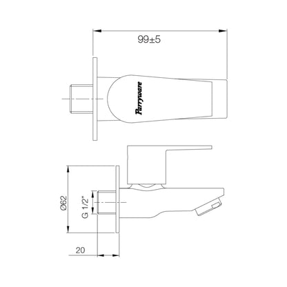 Parryware WC Area Bib Tap Praseo T1370A1 - Chrome