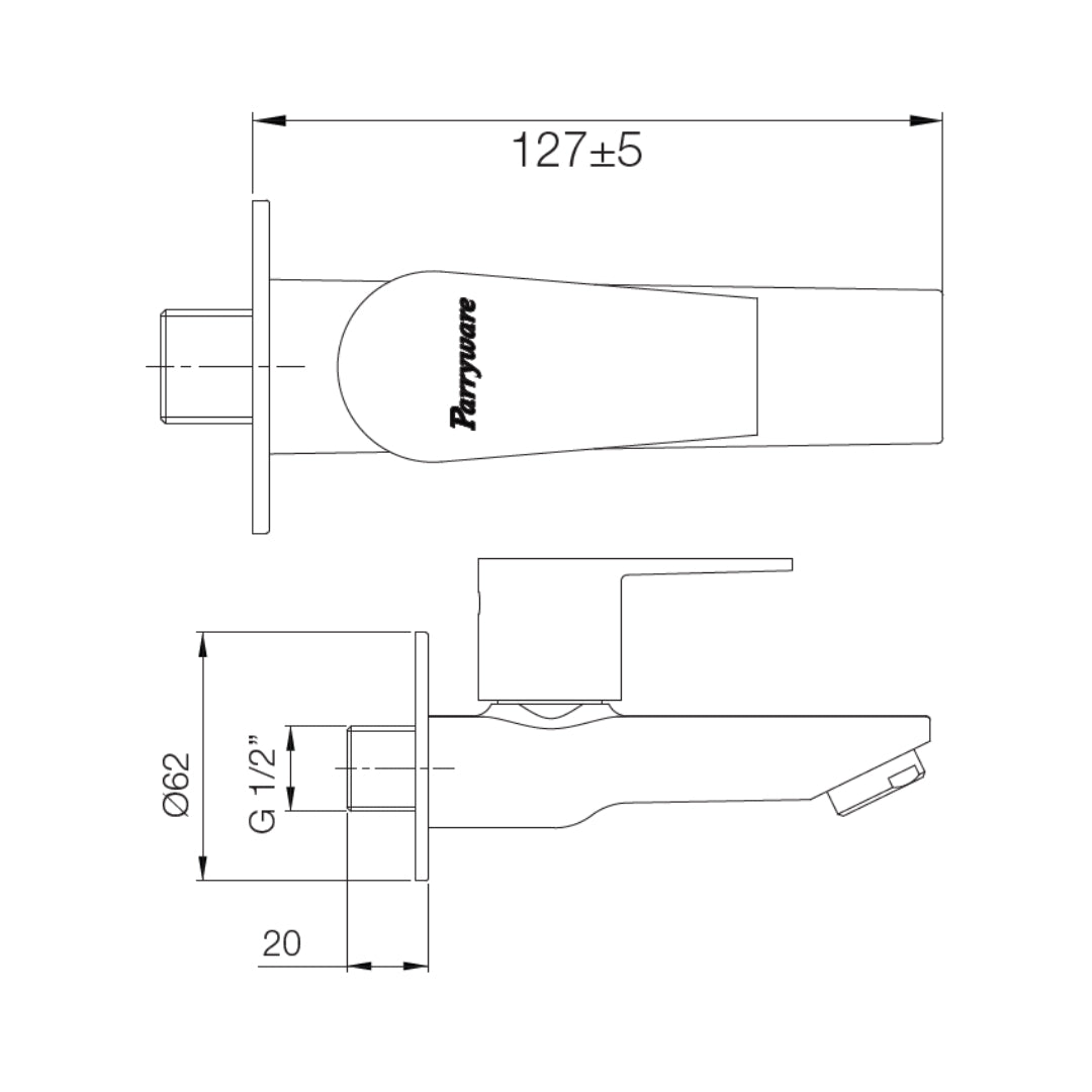 Parryware WC Area Bib Tap Praseo T1371A1 - Chrome