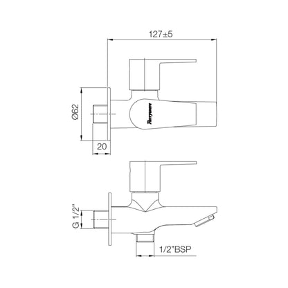 Parryware WC Area 2 Way Bib Tap Praseo T1381A1 - Chrome