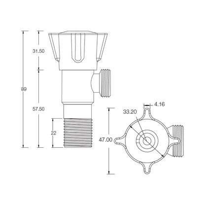 Parryware Basin Area Angle Valve Cub T9908A1 - Chrome