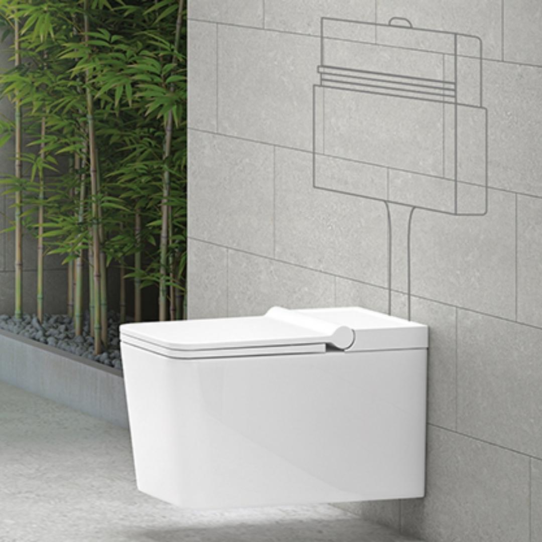 Hindware Wall Mounted White Closet WC Tankless S2 Ewc 92593 WHITE with P-Trap