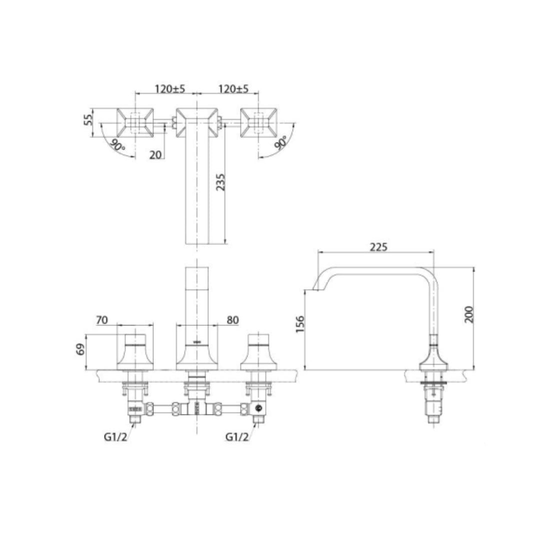 Toto 1 Way Bath Tub Filler GC TBG08201B - Chrome Finish
