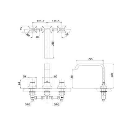 Toto 1 Way Bath Tub Filler GC TBG08201B - Chrome Finish