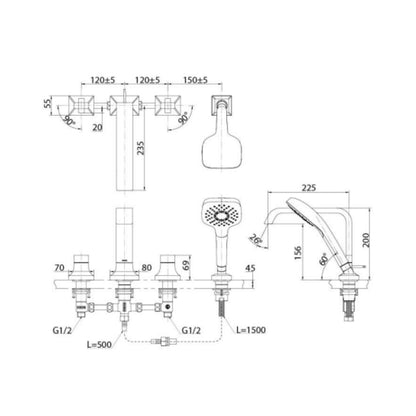 Toto 2 Way Bath Tub Filler GC TBG08202A - Chrome Finish