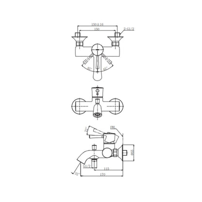 Toto 2 Way Wall Mixer LN TBS02302B - Chrome Finish