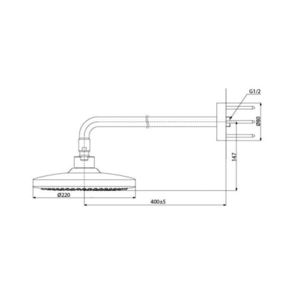 Toto Single Flow Overhead Shower G Selection TBW01003BA - Chrome
