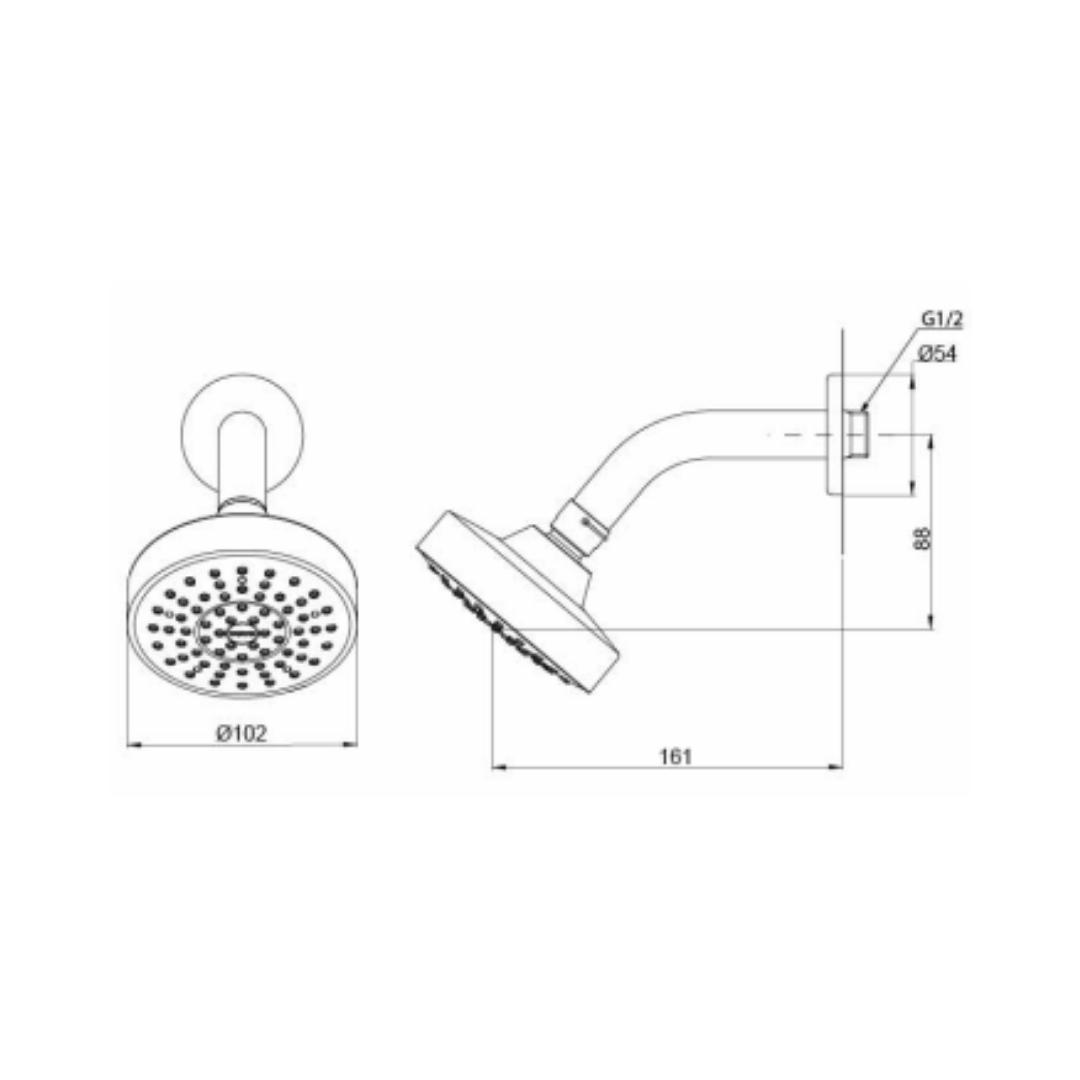 Toto Single Flow Overhead Shower L Selection TBW01012B - Chrome