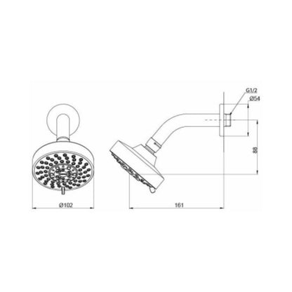 Toto Multi Flow Overhead Shower L Selection TBW01013B - Chrome