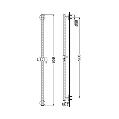 Toto Shower Fitting Sliding Rail TBW01015B - Chrome