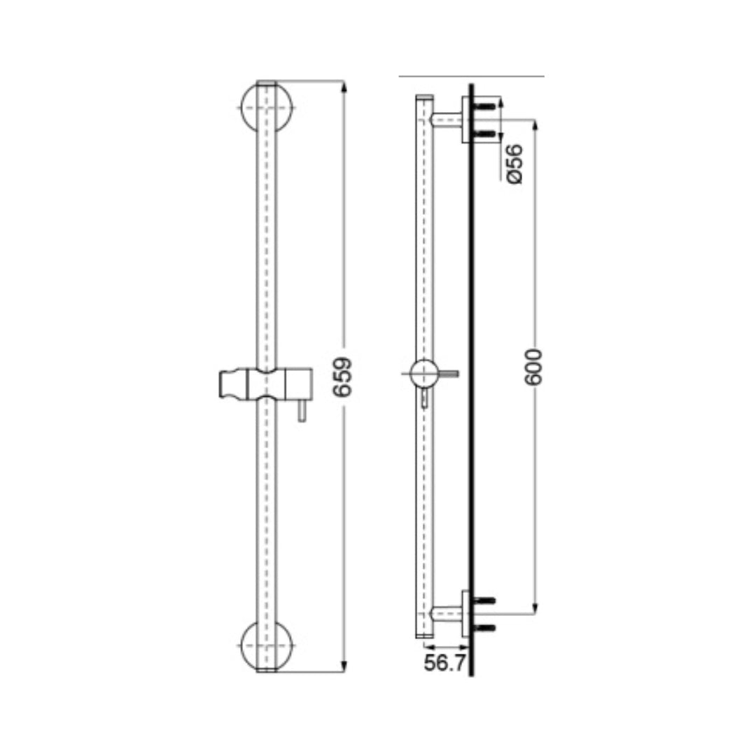 Toto Shower Fitting Sliding Rail TBW01016B - Chrome