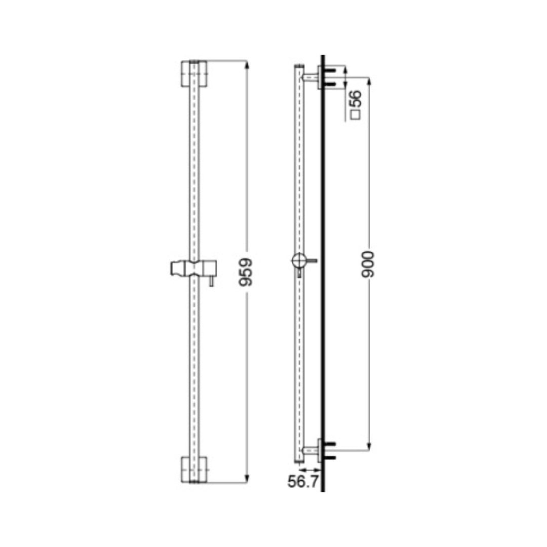 Toto Shower Fitting Sliding Rail TBW02011B - Chrome