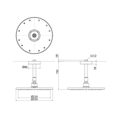 Toto Single Flow Overhead Shower G Selection TBW07002A1 - Chrome