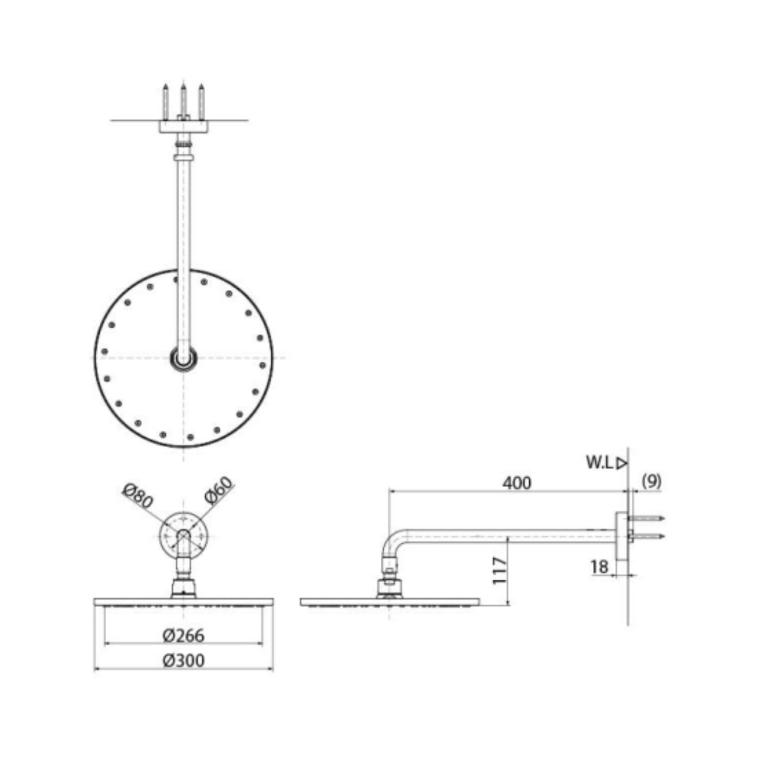 Toto Single Flow Overhead Shower G Selection TBW07003A - Chrome
