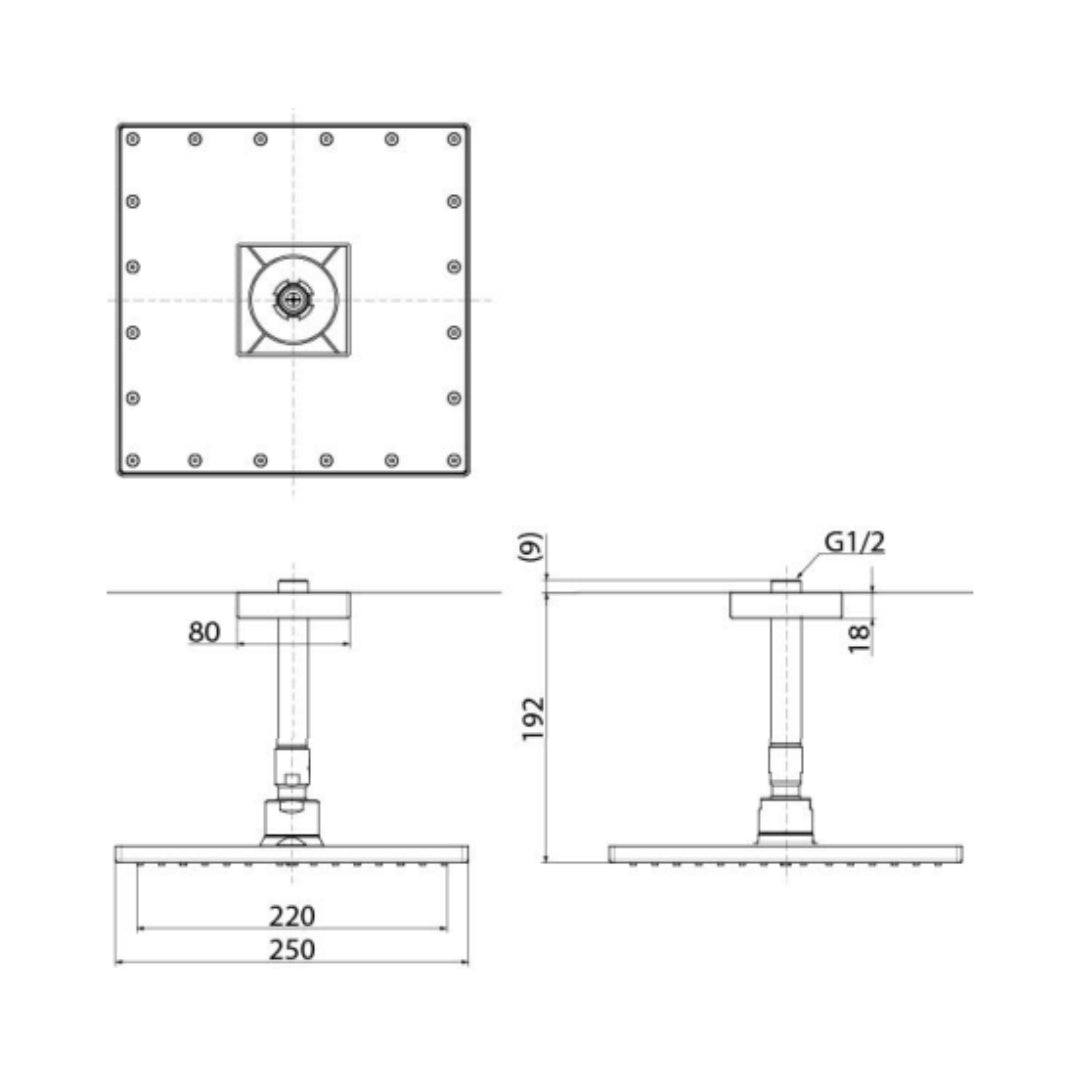 Toto Single Flow Overhead Shower G Selection TBW08002A1 - Chrome