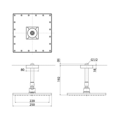 Toto Single Flow Overhead Shower G Selection TBW08002A1 - Chrome