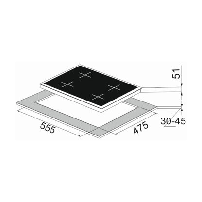 Carysil 60 cm 4 Burner Hob Tek Plus Series TEK PLUS 60 4