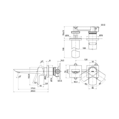 Toto Wall Mounted Basin Mixer GR TLG02310BB - Chrome