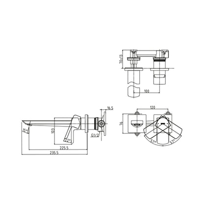 Toto Wall Mounted Basin Mixer GR TLG02311B2 - Chrome