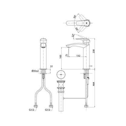Toto Table Mounted Regular Basin Mixer GM TLG09303B - Chrome