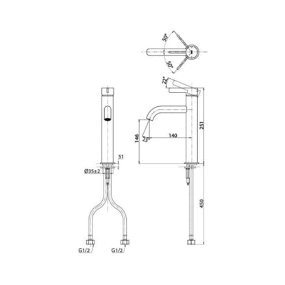 Toto Table Mounted Regular Basin Mixer GF TLG11304B - Chrome