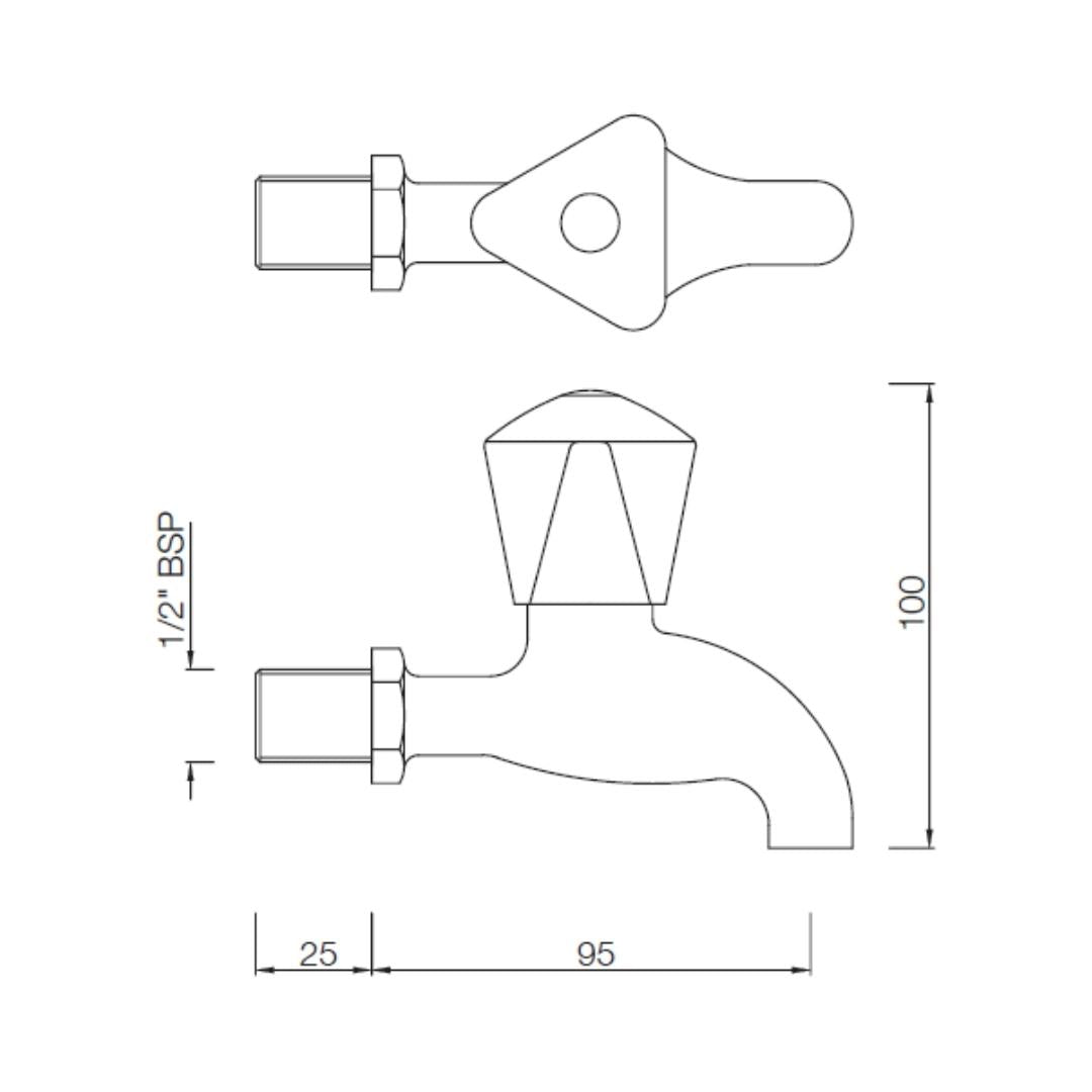 Essco WC Area Bib Tap Tropical TQT-CHR-511 - Chrome
