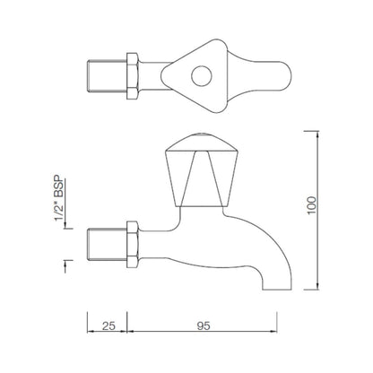 Essco WC Area Bib Tap Tropical TQT-CHR-511 - Chrome