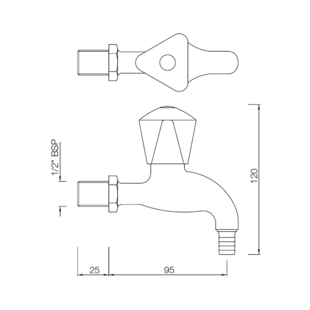 Essco WC Area Bib Tap Tropical TQT-CHR-511A - Chrome