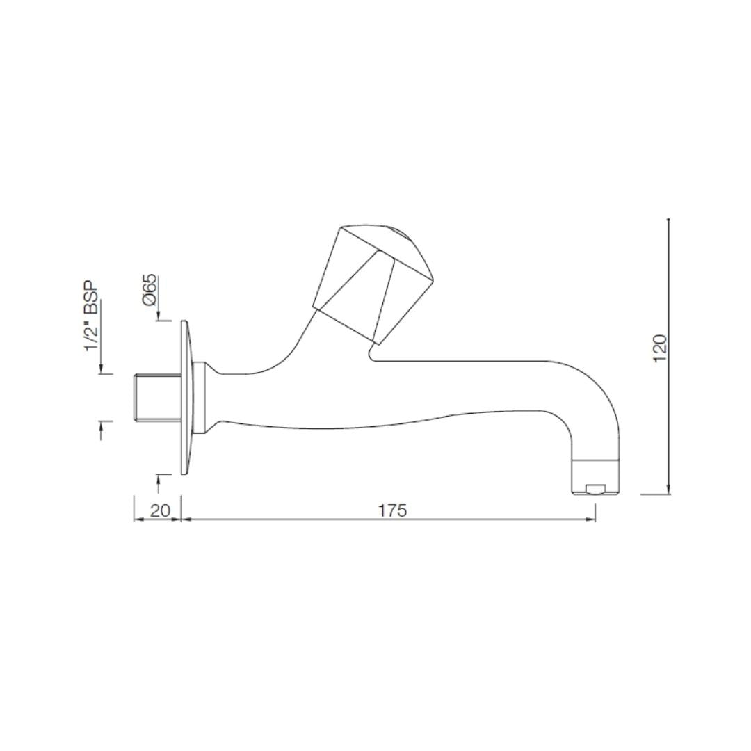 Essco WC Area Bib Tap Tropical TQT-CHR-512 - Chrome