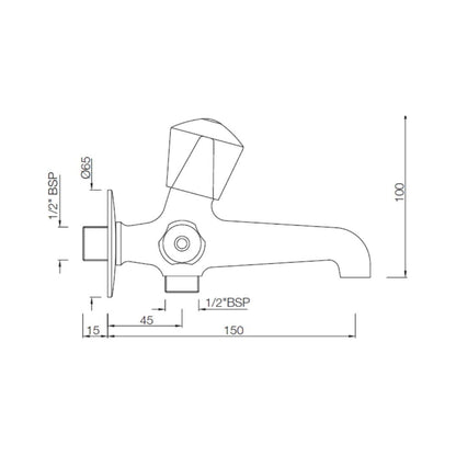 Essco WC Area 2 Way Bib Tap Tropical TQT-CHR-512A - Chrome