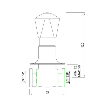 Essco Basin Area Stop Valve Tropical TQT-CHR-514C - Chrome