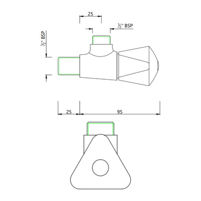 Essco Basin Area Angle Valve Tropical TQT-CHR-526N - Chrome