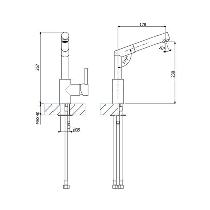 Hafele Table Mounted Pull-Out Kitchen Sink Mixer TRENTA with Extractable Hand Shower Spout in Brushed Chrome Finish