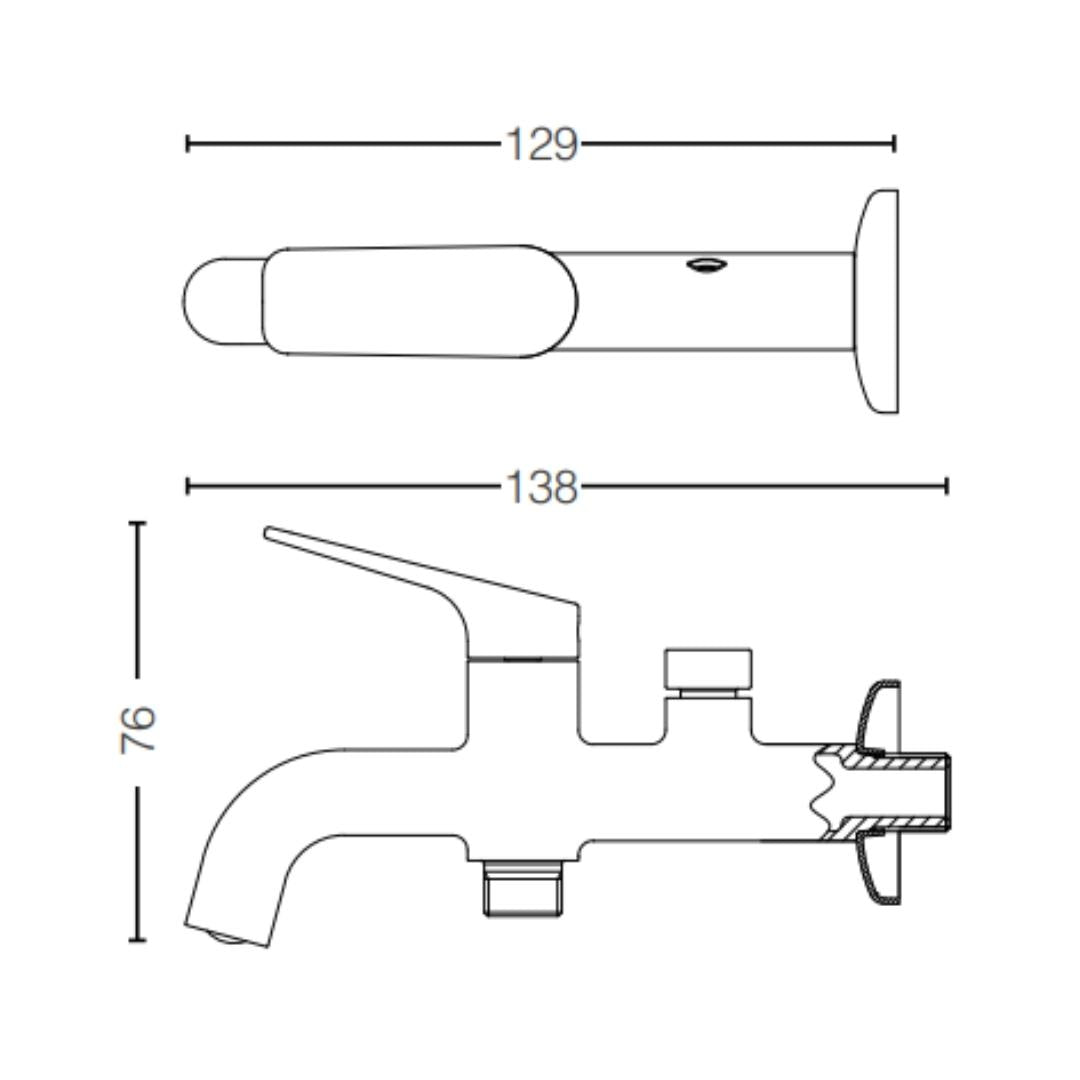 Toto WC Area 2 Way Bib Tap REI-R TTWR102-1 - Nickel Chrome