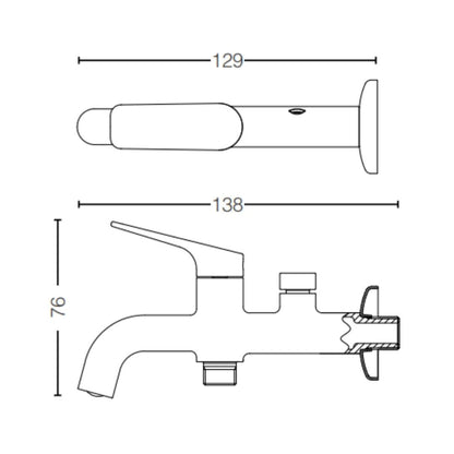 Toto WC Area 2 Way Bib Tap REI-R TTWR102-1 - Nickel Chrome