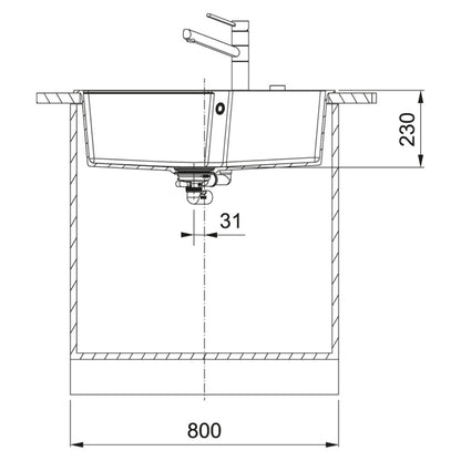 Franke Fragnite Sink Urban Fragranite Series URBAN RANGE UBG 610 210 78 ( 30.5 x 19.5 inches )  -  Onyx