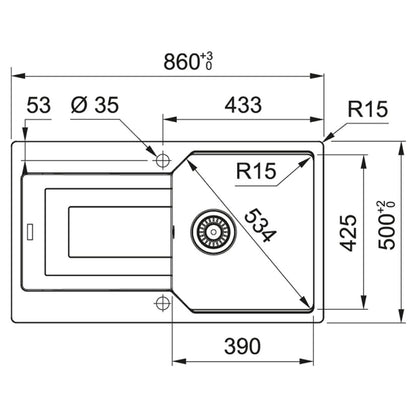 Franke Fragnite Sink Urban Fragranite Series URBAN RANGE UBG 611 211 86 ( 34 x 20 inches )  -  Onyx