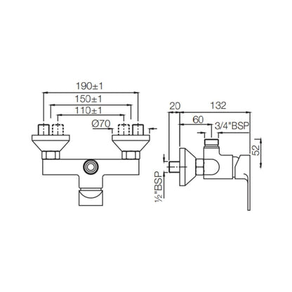 Jaquar 1 Way Wall Mixer Vignette Prime VGP-ACR-81147 Normal Flow - Antique Copper Finish