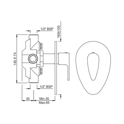 Jaquar 4 Way Diverter Vignette Prime VGP-CHR-81421 Normal Flow - Chrome Finish