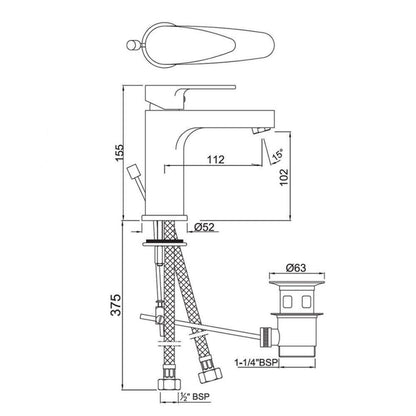 Jaquar Table Mounted Regular Basin Mixer Vignette Prime VGP-GDS-81051B - Gold Dust