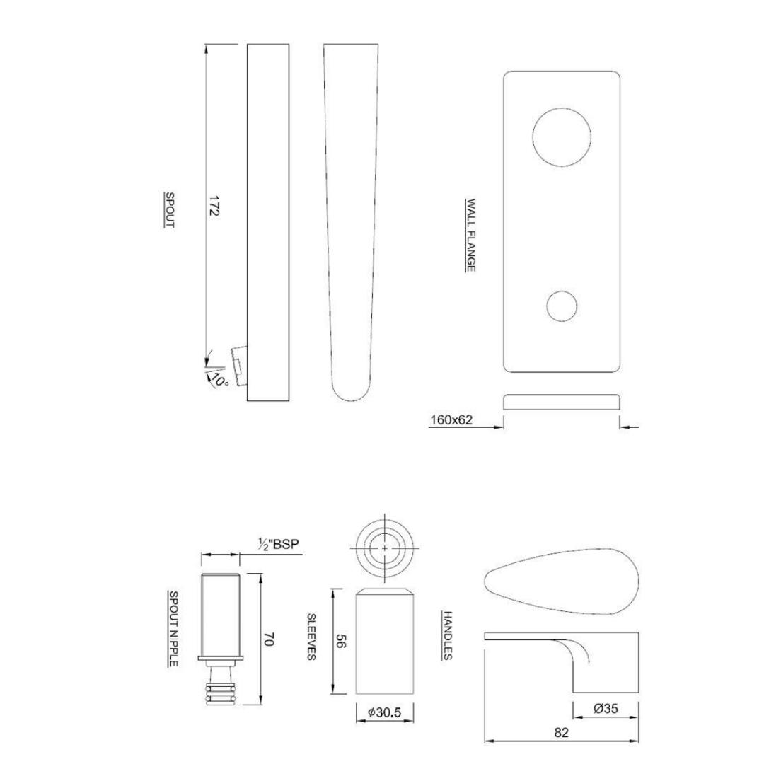 Jaquar Wall Mounted Basin Tap Vignette Prime VGP-GDS-81441K - Gold Dust
