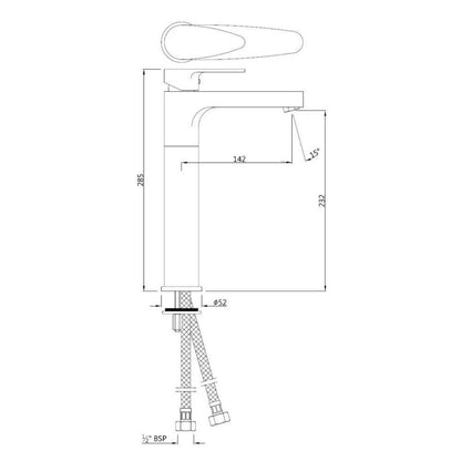 Jaquar Table Mounted Tall Boy Basin Mixer Vignette Prime VGP-GRF-81005NB - Graphite