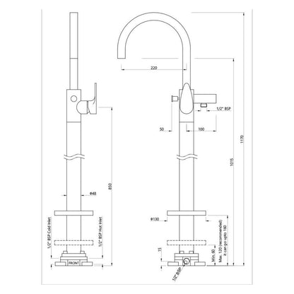 Jaquar 2 Way Bath Tub Filler Vignette Prime VGP-GRF-81121K Normal Flow - Graphite Finish