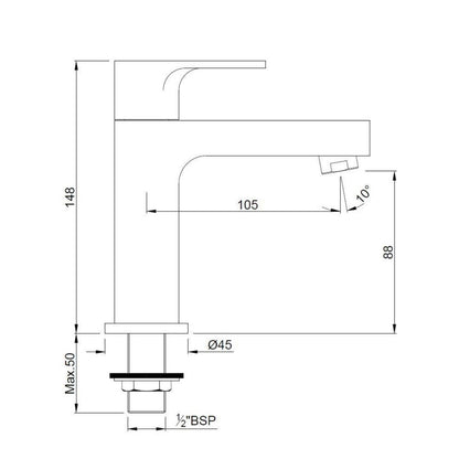 Jaquar Table Mounted Regular Basin Tap Vignette Prime VGP-SSF-81001 - Stainless Steel