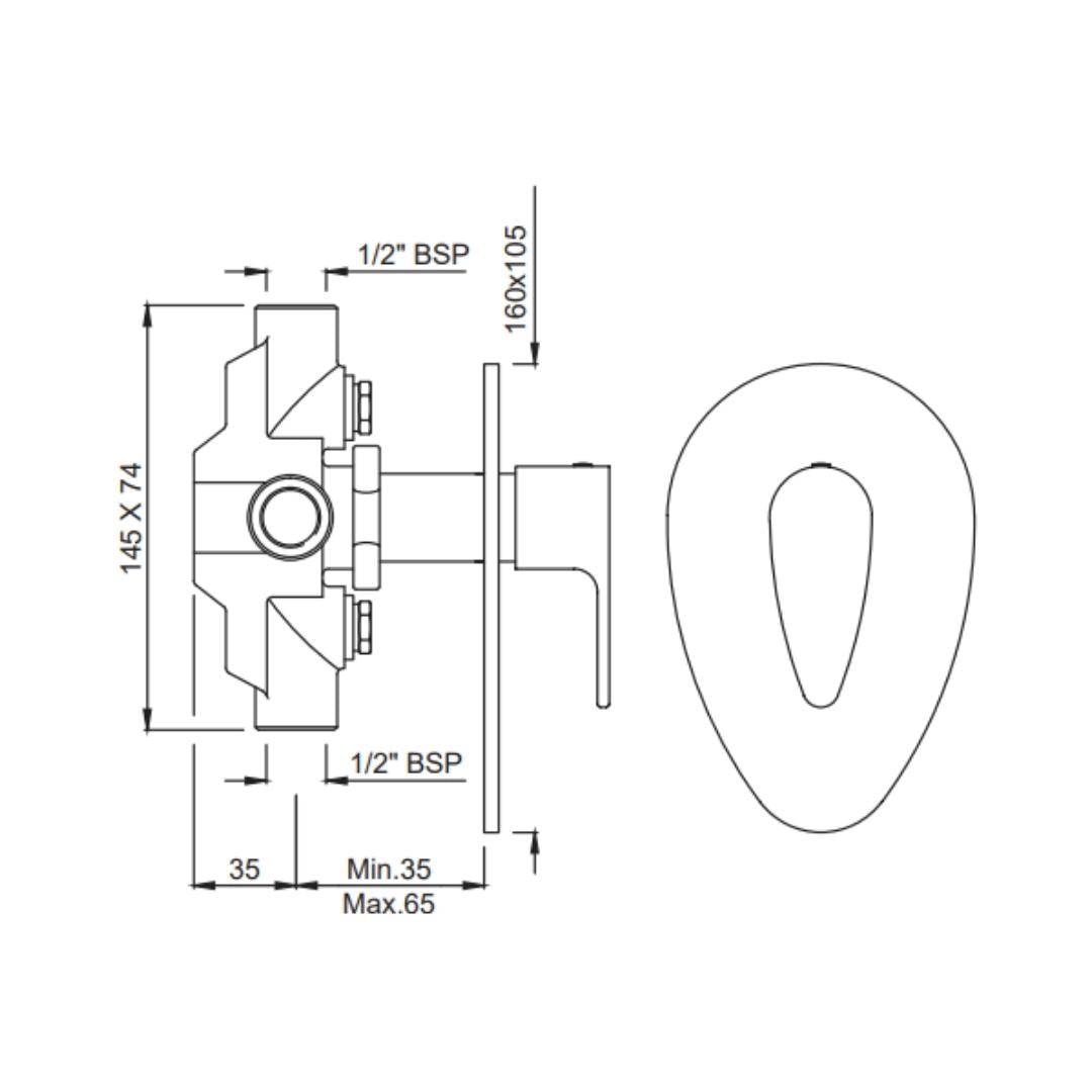 Jaquar 4 Way Diverter Vignette Prime VGP-SSF-81421 Normal Flow - Stainless Steel Finish